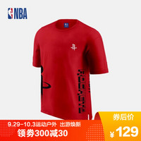 NBA 火箭队 植绒系列 男款休闲运动 短袖圆领T恤 图片色 M