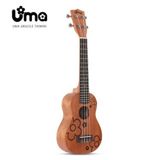 Uma  ukulele台湾图腾雕刻元素雕花单板尤克里里电箱卡通儿童学生女生小吉他 小花 21英寸长颈