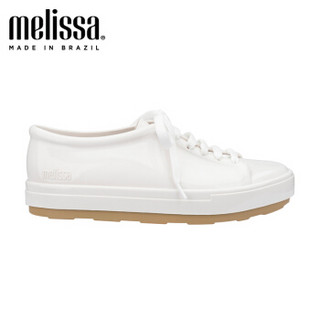 Melissa梅丽莎 BE低帮鞋平底系带板鞋圆头纯色简约果冻鞋女鞋31991 白色/米色 38