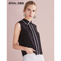 ERAL 艾莱依 商场同款新款雪纺衫女夏无袖上衣两件套601822015 黑色 170/92A/XL