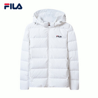 FILA （斐乐）男装 W系列冬季新款休闲运动舒适保暖连帽羽绒服男外套 标准白-WT 170/92A/M