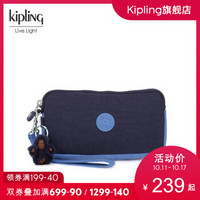 Kipling女款迷你帆布轻便手提时尚高级感零钱附件包|LOWIE 天空蓝拼接