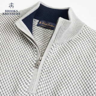 Brooks Brothers/布克兄弟男士半高领半拉链印花针织套头衫毛衣 0007-灰色 S