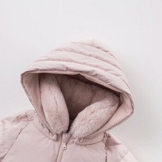 davebella戴维贝拉童装冬季新款女童加厚保暖小童连帽羽绒服 灰粉色 120cm(6T)