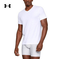 安德玛官方 UA Cotton 男子 V领运动内衣—2件套 Under Armour-1327429 白色100 L