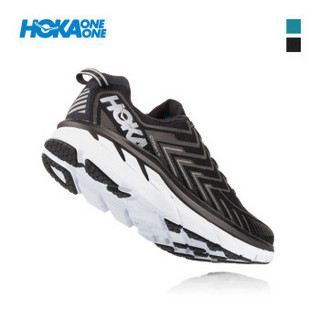 HOKA ONE ONE女克利夫顿4公路跑步鞋缓冲平衡Clifton 4 Wide加宽透气运动鞋 黑色/白色 US 6/ 230mm