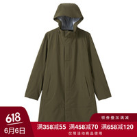 无印良品 無印良品 MUJI 女式 使用不易沾水布带 风帽大衣 卡其绿 L