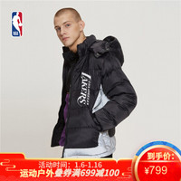 NBA秋冬新品 银色拼接运动休闲白鸭绒羽绒服 湖人队 图片色 L