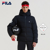 FILA 斐乐官方 男子连帽中长款羽绒服 2019冬季新款GORE-TEX外套男装 深黑 -BK 175/96A/L