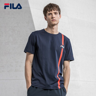 FILA 斐乐官方 男子T恤2019春季新款 短袖衫 RD宝蓝-NV 185/104A/XXL