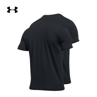 安德玛官方 UA Cotton男子 短袖运动T恤2件套 Under Armour-1300000 黑色001 S