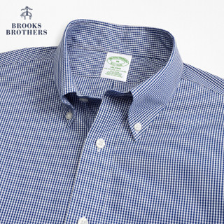 Brooks Brothers/布克兄弟男士修身格纹免烫休闲衬衫1000061605 B115-藏青色 S