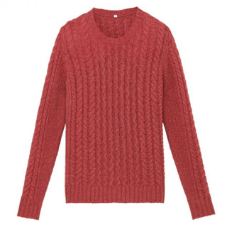 無印良品 MUJI 無印良品  女式 美利奴羊毛 阿兰图案毛衣 米白色 L