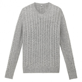 無印良品 MUJI 無印良品  女式 美利奴羊毛 阿兰图案毛衣 米白色 L