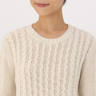 無印良品 MUJI 無印良品  女式 美利奴羊毛 阿兰图案毛衣 米白色 L