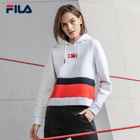 FILA（斐乐）2019 R系列女卫衣春季新品运动休闲时尚街头撞色线条连帽卫衣女 白色-WT 170/88A/L