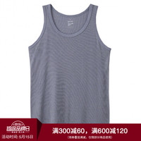 无印良品 無印良品 MUJI 男式 棉混抽褶罗纹凉爽无袖衫 深灰色 M