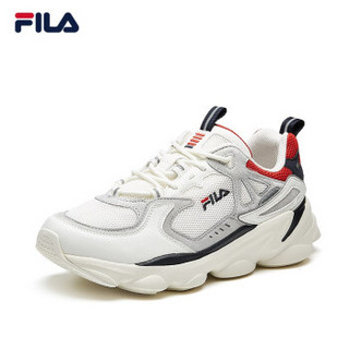 FILA 斐乐男鞋 skipper 老爹鞋男子复古跑鞋2019新款运动鞋休闲鞋跑步鞋 白/日岩灰-BMG 41