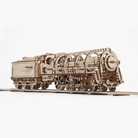 ugears乌克兰木质模型拼装玩具 男孩14岁+创意礼物 客厅摆件蒸汽火车 自己拼装(原厂包装)