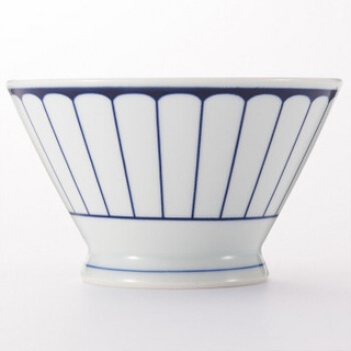无印良品 MUJI 波佐见烧 饭碗 蓝条  菊花纹 约直径12.5×高7.5cm