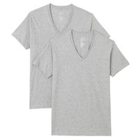无印良品 無印良品 MUJI 男式 棉V领短袖T恤 2件装 灰色 M