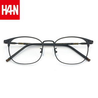 汉（HAN）文艺近视眼镜框架男女款 纯钛防蓝光辐射护目镜 42001 哑黑色 配1.67非球面防蓝光镜片(400-1000度)