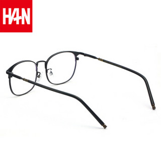 汉（HAN）文艺近视眼镜框架男女款 纯钛防蓝光辐射护目镜 42001 哑黑色 配1.67非球面防蓝光镜片(400-1000度)