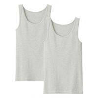 无印良品 無印良品 MUJI 女式 棉罗纹 背心 2件装 灰色 XXL