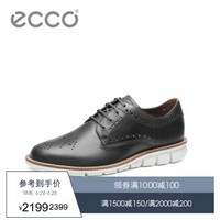 ECCO爱步商务休闲鞋男士圆头复古德比鞋透气正装鞋 杰里米602664 深灰色60266402532 40