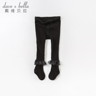 davebella戴维贝拉春装新款女童弹力连裤袜 宝宝打底连脚裤袜 黑色 100cm（4Y(建议身高95-105cm））