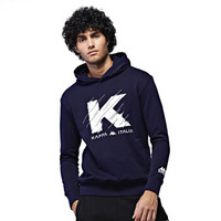 Kappa卡帕 男款运动卫衣休闲长袖套头帽衫|K0752MT01 深海蓝-888 L