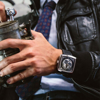 艾戈勒(agelocer)瑞士手表 大爆炸系列时尚创意全自动镂空机械表 方形男士大表盘潮流腕表 红间黑皮 时尚镂空 机械艺术 5604J4【爆款】