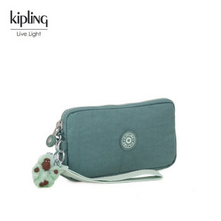 Kipling女款迷你帆布轻便手提时尚高级感零钱附件包|LOWIE 森林绿组合