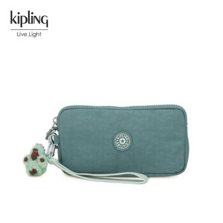 Kipling女款迷你帆布轻便手提时尚高级感零钱附件包|LOWIE 森林绿组合