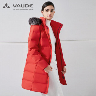 巍德（VAUDE） 户外运动女款防水羽绒中长厚外套80%鹅绒保暖透气日常旅行羽绒女外套1129203 红色 XL