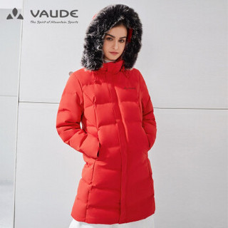 巍德（VAUDE） 户外运动女款防水羽绒中长厚外套80%鹅绒保暖透气日常旅行羽绒女外套1129203 红色 XL