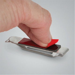 美国奈爱 易扣数码夹手机夹多功能夹不锈钢挂扣新款3M粘贴 钢色