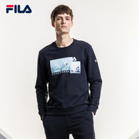 FILA（斐乐）2019 W系列男卫衣春季新款运动休闲薄绒套头衫主题LOGO印花卫衣 传奇蓝-NV 175/96A/L