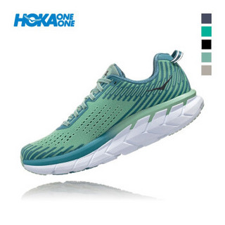 HOKA ONE ONE女克利夫顿5缓冲平衡公路跑步鞋Clifton5支撑透气轻便运动鞋 灰绿 / 风暴蓝 US 7/ 240mm