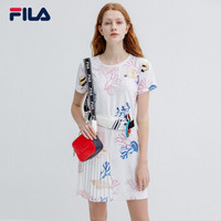 FILA 斐乐官方White Line系列 女子印花连衣裙 2019夏季新款裙子 满印-WT 170/88A/L