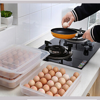 莱朗 家用透明30枚鸡蛋盒 可叠加带盖鸡蛋包装盒可防震鸡蛋托 厨房冰箱保鲜收纳盒