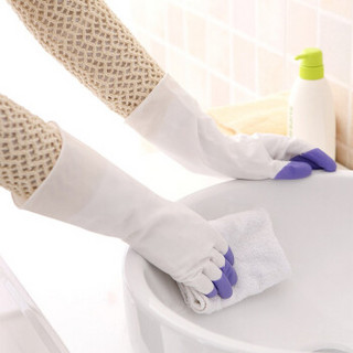 莱朗 厨房家务清洁防护手套 大号双色宽口防滑洗碗刷锅洗衣家务手套耐用 绿色