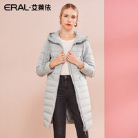 ERAL/艾莱依羽绒服女明星张歆艺同款2018秋冬新款连帽轻薄宽松显瘦外套617104136 薄灰 165/88A/L