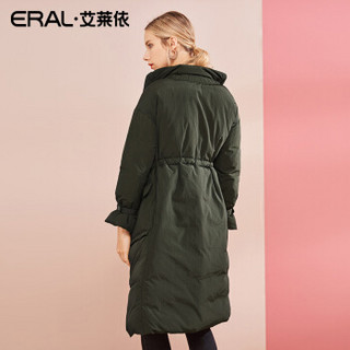 ERAL/艾莱依O2O新款2018羽绒服女中长款韩版加厚连帽大衣 薄灰 165/88A/L