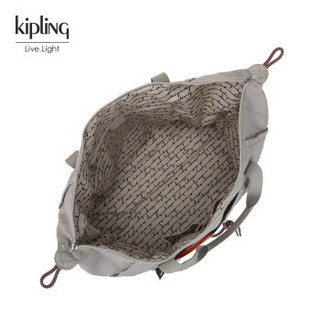 Kipling男女款大容量帆布轻便斜跨单肩手提时尚简约背提包|ART M 米棕丹宁色
