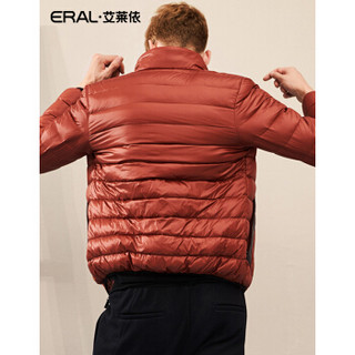 艾莱依冬装男士休闲外套立领短款羽绒服ERAL9011D 岩浆红 L