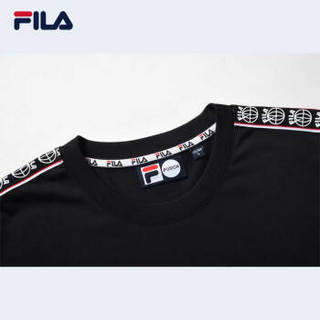 FILA（斐乐）ROY WANG王源联名款冬季短T男女同款时尚潮流短袖T恤男女款 深黑-BK 180/100A/XL