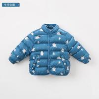 davebella戴维贝拉冬季男女童儿童加厚保暖90绒羽绒服 宝宝羽绒衣 DB8888 牛仔 企鹅 100cm(4Y(建议身高90-100cm))