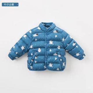 davebella戴维贝拉冬季男女童儿童加厚保暖90绒羽绒服 宝宝羽绒衣 DB8888  牛仔 企鹅 100cm(4Y（建议身高90-100cm）)