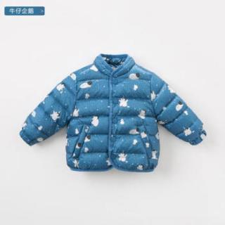 davebella戴维贝拉冬季男女童儿童加厚保暖90绒羽绒服 宝宝羽绒衣 DB8888  牛仔 企鹅 100cm(4Y（建议身高90-100cm）)